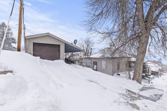 exterior space with a garage