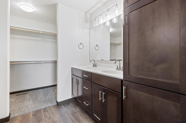 bathroom featuring hardwood / wood-style flooring and vanity