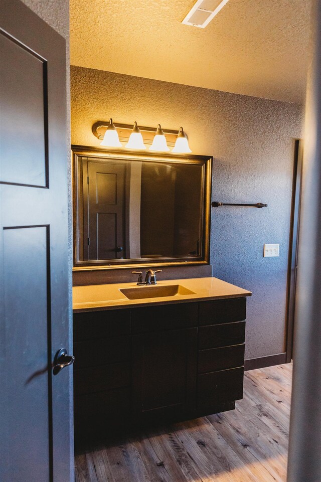 bathroom featuring wood-type flooring and vanity