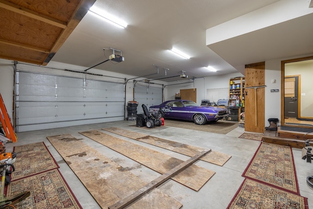 garage with a garage door opener