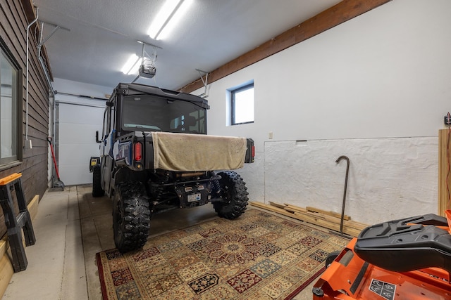 garage with a garage door opener