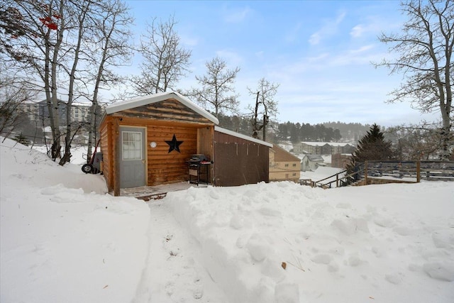 view of snow covered structure