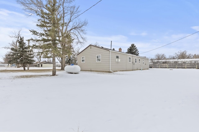 view of snow covered exterior