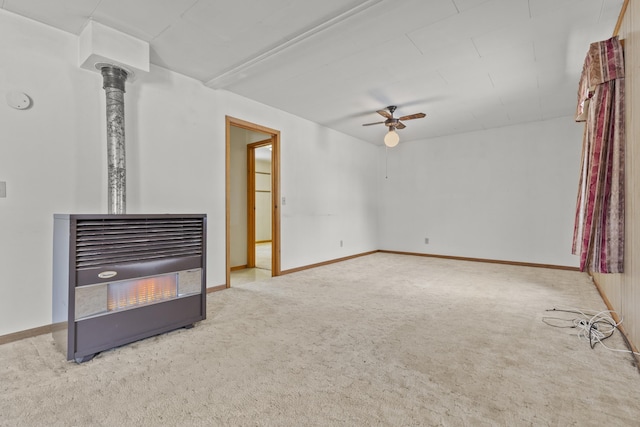 living room featuring ceiling fan and light colored carpet