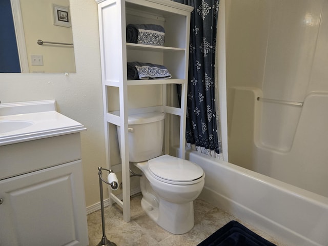 full bathroom with vanity, toilet, and shower / tub combo