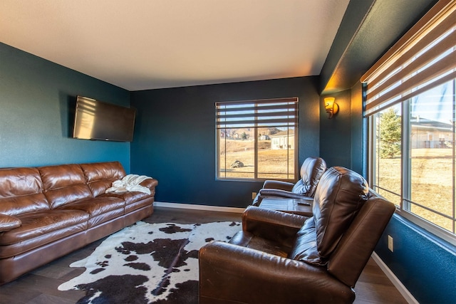 living room featuring dark hardwood / wood-style floors