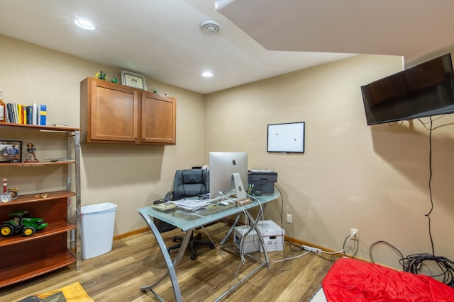 home office featuring light wood-type flooring