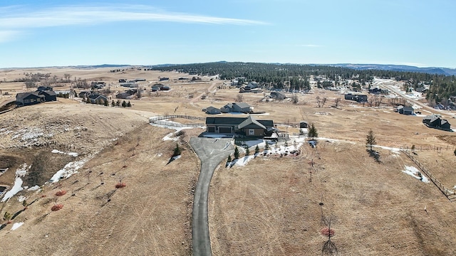 aerial view featuring a rural view