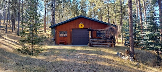 exterior space featuring a garage