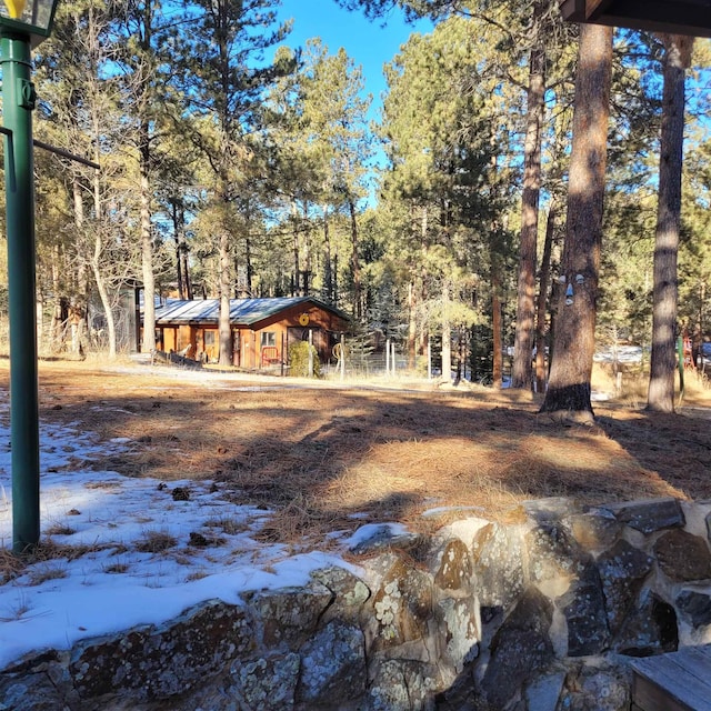 view of yard covered in snow