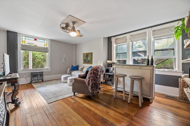 living room with hardwood / wood-style flooring