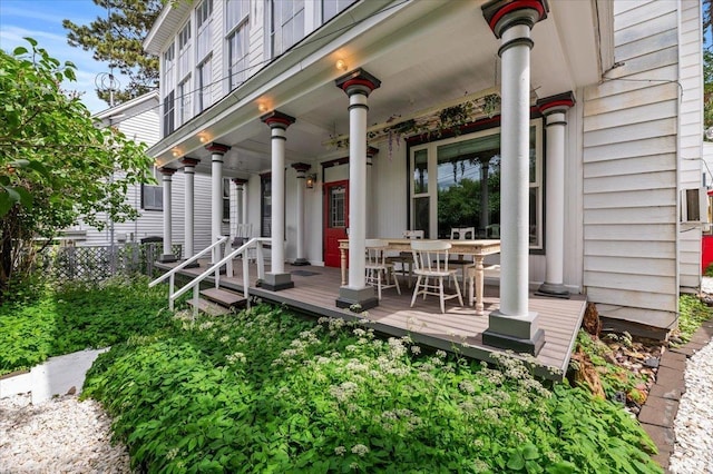 exterior space featuring covered porch