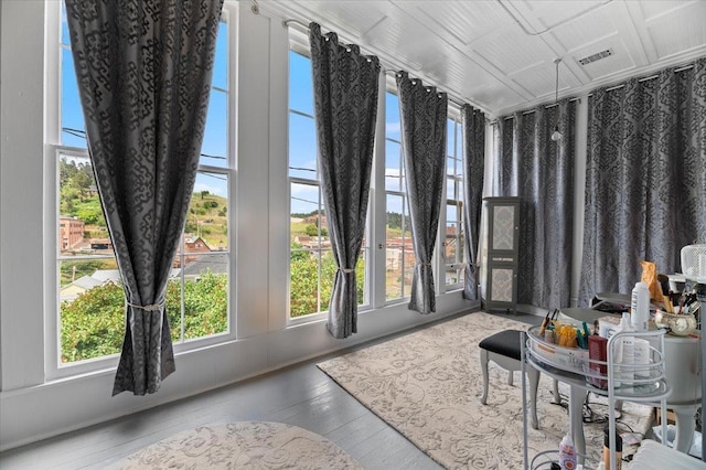 view of unfurnished sunroom