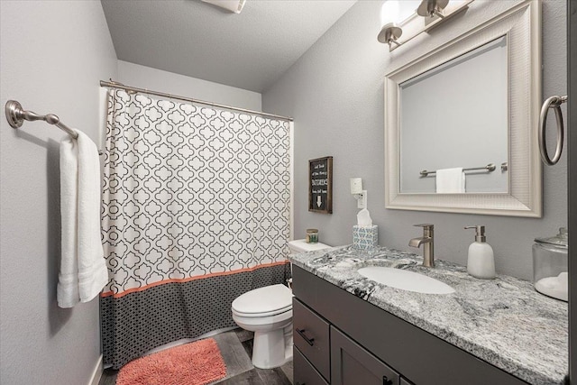 bathroom featuring vanity, toilet, and wood-type flooring