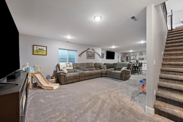 living room featuring carpet flooring