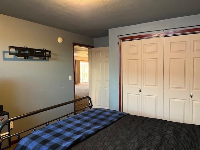 bedroom featuring carpet and a closet