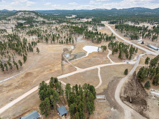 bird's eye view with a mountain view