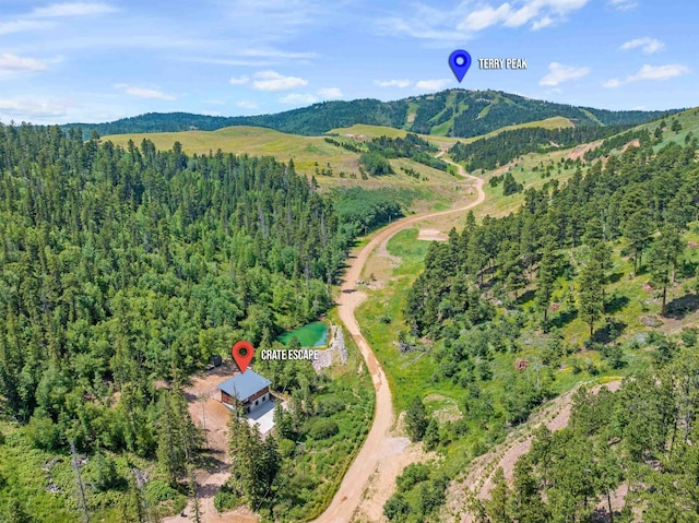 aerial view featuring a mountain view