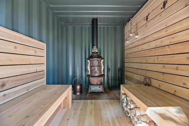 view of sauna / steam room featuring wood-type flooring