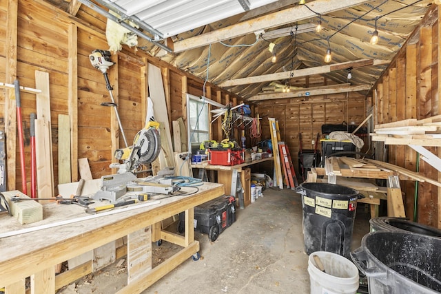 interior space with a workshop area