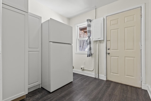 interior space with dark hardwood / wood-style floors