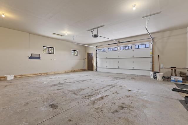 garage with a garage door opener