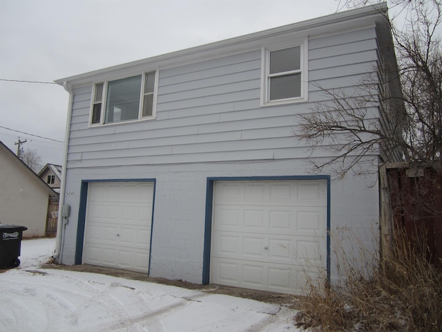 view of garage