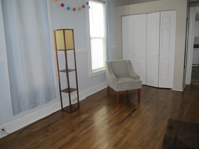 living area featuring dark hardwood / wood-style floors