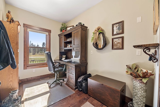 office area featuring dark hardwood / wood-style flooring