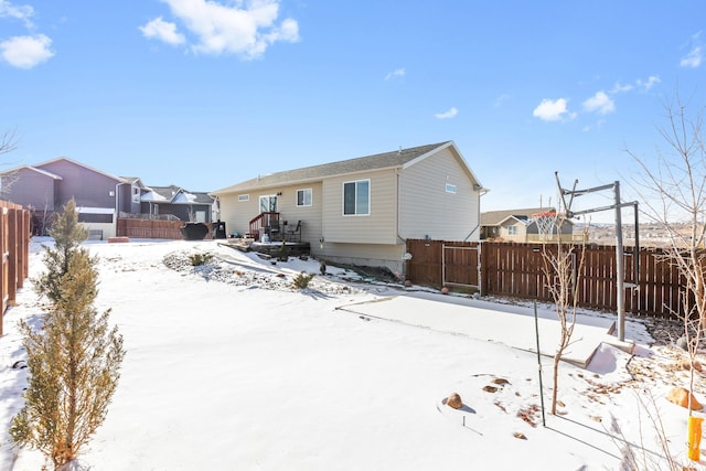 view of snow covered property