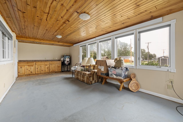 sunroom / solarium with wooden ceiling