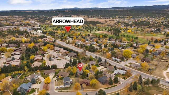 aerial view with a residential view and a mountain view