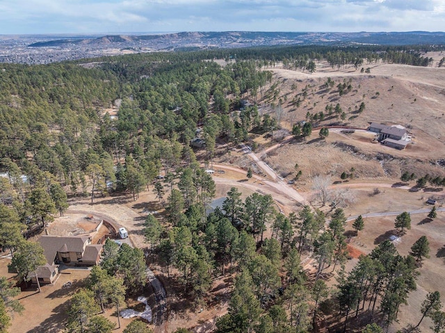 bird's eye view with a view of trees