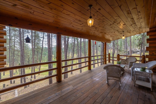 sunroom / solarium with wooden ceiling