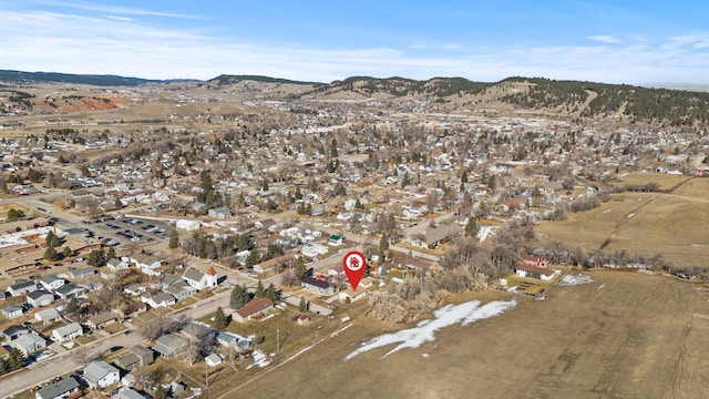 aerial view featuring a residential view and a mountain view