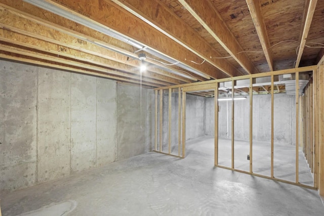 view of unfinished basement