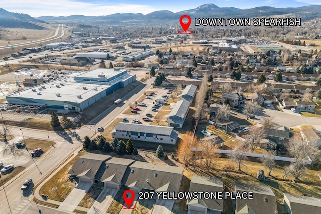 aerial view with a mountain view