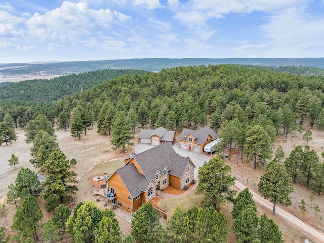 bird's eye view featuring a view of trees