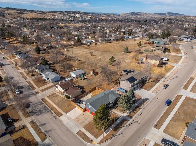 aerial view with a residential view and a mountain view