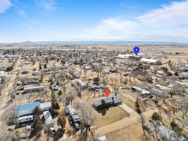 aerial view with view of desert and a mountain view