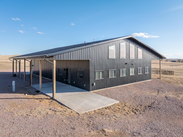 exterior space with board and batten siding