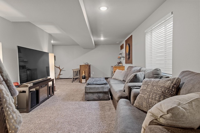 living room featuring carpet floors