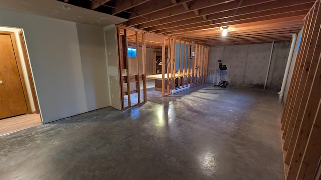 view of unfinished basement