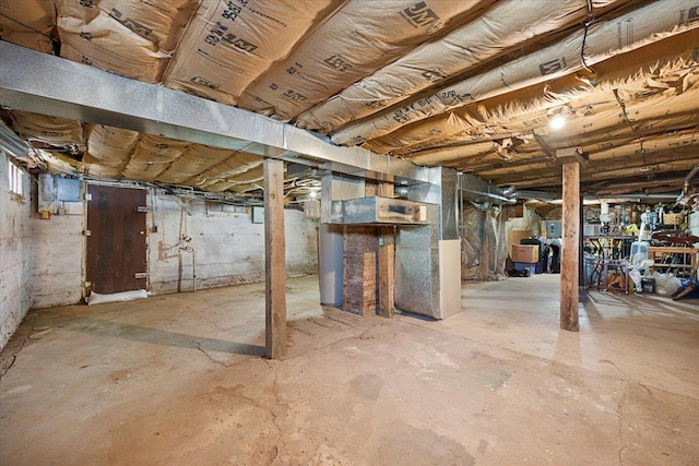 view of unfinished below grade area