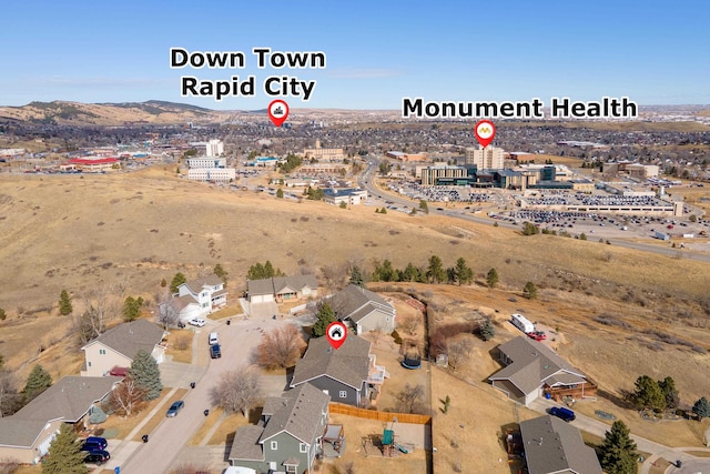 3418 Gray Fox Ct, Rapid City, SD 57701 - bird's eye view featuring a mountain view