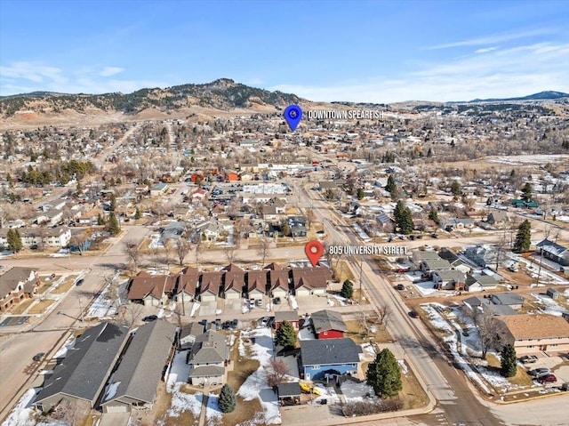 aerial view with a residential view and a mountain view