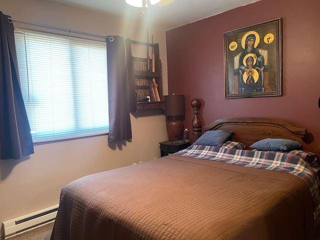 bedroom featuring a baseboard radiator