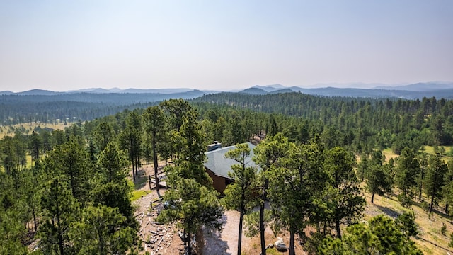 mountain view featuring a wooded view