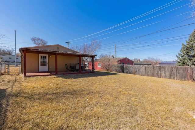 view of yard featuring a patio area and fence