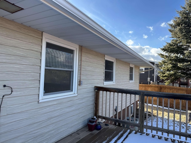 wooden deck featuring fence